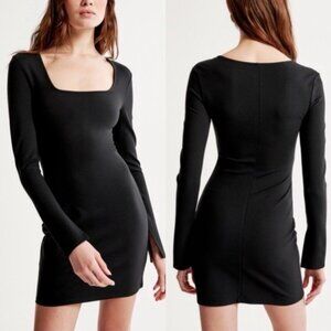 NWOT Abercrombie & Fitch Split Sleeve Square Neck Long Sleeve Mini Dress Size MP